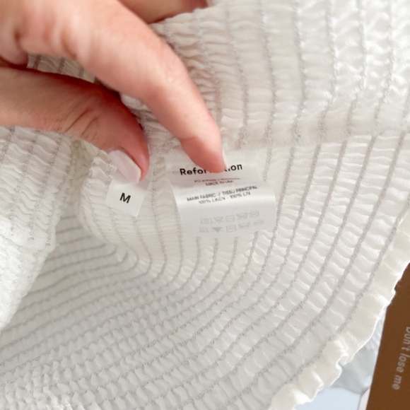 NWT Reformation White Haven Smocked Blouse M - Picture 5 of 7
